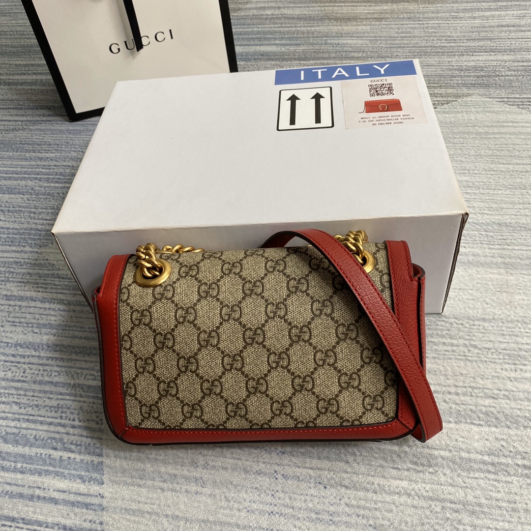 Gucci GG Marmont Matelasse Mini Shoulder Bag 446744 Red